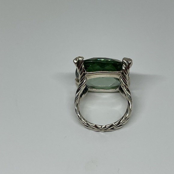 David Yurman Cushion On Point ring in silver, diamonds and prasiolite - Picture 4 of 13